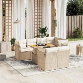 Juego de sofás de jardín con cojines beige 8 pzas ratán PE by , Garden sets - Ref: Foro24-3270708, Price: 592,88 €, Discount: %