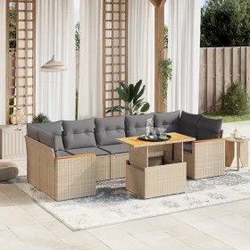 Juego de sofás de jardín con cojines beige 8 pzas ratán PE by , Garden sets - Ref: Foro24-3272991, Price: 548,89 €, Discount: %
