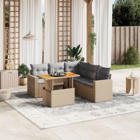 Gartensofa-Set mit 6-teiligen Kissen aus synthetischem Rattan in Beige. von , Gartensets - Ref: Foro24-3271311, Preis: 424,24...