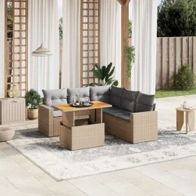 Juego de sofás jardín con cojines 6 pzas ratán sintético beige by , Garden sets - Ref: Foro24-3271311, Price: 422,73 €, Disco...