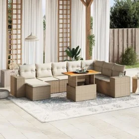 Set de sofás de jardín 9 pzas con cojines ratán sintético beige by , Garden sets - Ref: Foro24-3272773, Price: 654,88 €, Disc...