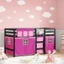 Cama alta para niños con cortinas madera pino rosa 80x200 cm de , Camas y somieres - Ref: Foro24-3283816, Precio: 182,77 €, D...
