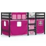 Cama alta para niños con cortinas madera pino rosa 80x200 cm de , Camas y somieres - Ref: Foro24-3283816, Precio: 182,77 €, D...