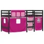 Cama alta para niños con cortinas madera pino rosa 80x200 cm de , Camas y somieres - Ref: Foro24-3283816, Precio: 182,77 €, D...