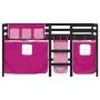 Cama alta para niños con cortinas madera pino rosa 80x200 cm de , Camas y somieres - Ref: Foro24-3283816, Precio: 182,77 €, D...