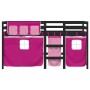 High bed for children with pink pine wood curtains 80x200 cm by , Beds and slatted bases - Ref: Foro24-3283816, Price: 185,18...