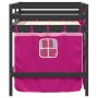 High bed for children with pink pine wood curtains 80x200 cm by , Beds and slatted bases - Ref: Foro24-3283816, Price: 185,18...
