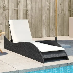 Tumbona con cojín ratán sintético negro 60x205x73 cm by , Loungers - Ref: Foro24-368278, Price: 152,17 €, Discount: %