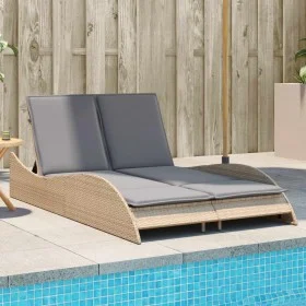 Liegestuhl mit beigen synthetischen Rattankissen 114x205x73 cm von , Liegen - Ref: Foro24-368290, Preis: 265,55 €, Rabatt: %