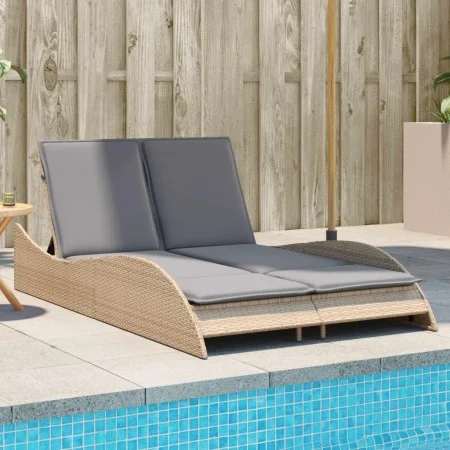 Tumbona con cojines ratán sintético beige 114x205x73 cm by , Loungers - Ref: Foro24-368290, Price: 265,55 €, Discount: %