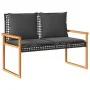 Garden bench with black synthetic rattan cushion and acacia wood by , garden benches - Ref: Foro24-365862, Price: 109,44 €, D...