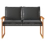 Garden bench with black synthetic rattan cushion and acacia wood by , garden benches - Ref: Foro24-365862, Price: 101,37 €, D...