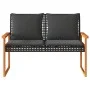 Garden bench with black synthetic rattan cushion and acacia wood by , garden benches - Ref: Foro24-365862, Price: 109,44 €, D...