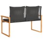 Garden bench with black synthetic rattan cushion and acacia wood by , garden benches - Ref: Foro24-365862, Price: 101,37 €, D...