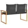 Garden bench with black synthetic rattan cushion and acacia wood by , garden benches - Ref: Foro24-365862, Price: 109,44 €, D...