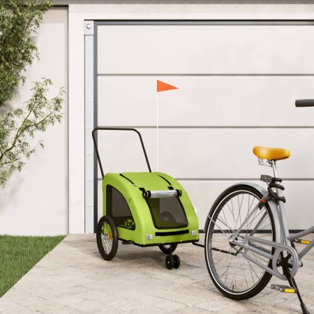 Fahrradanhänger für Haustiere aus Eisen und grünem Oxford-Stoff. von , Kinderwagen für Haustiere - Ref: Foro24-93990, Preis: ...