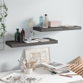 Floating wall shelves 2 pcs glossy gray MDF 60x23.5x3.8cm by vidaXL, Shelves and shelves - Ref: Foro24-323791, Price: 32,68 €...