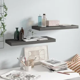 Floating wall shelves 2 pcs glossy gray MDF 60x23.5x3.8cm by vidaXL, Shelves and shelves - Ref: Foro24-323791, Price: 33,37 €...