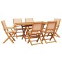 Set de comedor de jardín 7 pzas tela madera maciza beige by , Garden sets - Ref: Foro24-3281715, Price: 550,16 €, Discount: %
