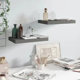 Floating wall shelves 2 pcs glossy gray MDF 40x23x3.8 cm by vidaXL, Shelves and shelves - Ref: Foro24-323785, Price: 27,65 €,...
