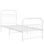 Metal bed frame with white headboard and footboard 75x190 cm by , Beds and slatted bases - Ref: Foro24-376657, Price: 79,51 €...