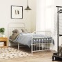 Metal bed frame with white headboard and footboard 75x190 cm by , Beds and slatted bases - Ref: Foro24-376657, Price: 79,51 €...