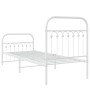 Metal bed frame with white headboard and footboard 75x190 cm by , Beds and slatted bases - Ref: Foro24-376657, Price: 79,51 €...