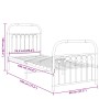 Metal bed frame with white headboard and footboard 75x190 cm by , Beds and slatted bases - Ref: Foro24-376657, Price: 79,51 €...