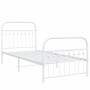 Metal bed frame with white headboard and footboard 90x200 cm by , Beds and slatted bases - Ref: Foro24-376660, Price: 98,51 €...
