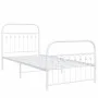 Metal bed frame with white headboard and footboard 90x200 cm by , Beds and slatted bases - Ref: Foro24-376660, Price: 96,96 €...