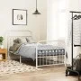 Metal bed frame with white headboard and footboard 90x200 cm by , Beds and slatted bases - Ref: Foro24-376660, Price: 96,96 €...