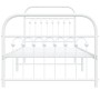 Metal bed frame with white headboard and footboard 90x200 cm by , Beds and slatted bases - Ref: Foro24-376660, Price: 98,51 €...