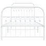 Metal bed frame with white headboard and footboard 90x200 cm by , Beds and slatted bases - Ref: Foro24-376660, Price: 96,96 €...