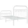 Metal bed frame with white headboard and footboard 90x200 cm by , Beds and slatted bases - Ref: Foro24-376660, Price: 98,51 €...