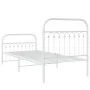 Metal bed frame with white headboard and footboard 90x200 cm by , Beds and slatted bases - Ref: Foro24-376660, Price: 96,96 €...