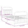 Metal bed frame with white headboard and footboard 90x200 cm by , Beds and slatted bases - Ref: Foro24-376660, Price: 98,51 €...