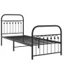 Bed frame with black metal headboard and footboard 75x190 cm by , Beds and slatted bases - Ref: Foro24-376608, Price: 71,01 €...