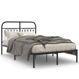 Bed frame with black metal headboard 120x200 cm by , Beds and slatted bases - Ref: Foro24-376598, Price: 117,08 €, Discount: %