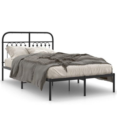 Bed frame with black metal headboard 120x200 cm by , Beds and slatted bases - Ref: Foro24-376598, Price: 118,96 €, Discount: %