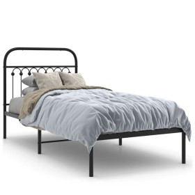 Bettgestell mit schwarzem Metall-Kopfteil 90x200 cm von , Betten und Lattenroste - Ref: Foro24-376593, Preis: 81,17 €, Rabatt: %
