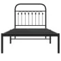 Bed frame with black metal headboard 90x200 cm by , Beds and slatted bases - Ref: Foro24-376593, Price: 79,93 €, Discount: %