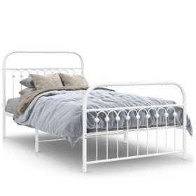 Estructura cama metal con cabecero y pie cama blanca 100x200 cm de , Camas y somieres - Ref: Foro24-376662, Precio: 96,62 €, ...