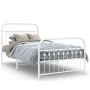 Metal bed frame with white headboard and footboard 100x200 cm by , Beds and slatted bases - Ref: Foro24-376662, Price: 96,62 ...