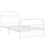 Metal bed frame with white headboard and footboard 100x200 cm by , Beds and slatted bases - Ref: Foro24-376662, Price: 96,62 ...
