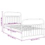 Metal bed frame with white headboard and footboard 100x200 cm by , Beds and slatted bases - Ref: Foro24-376662, Price: 96,62 ...