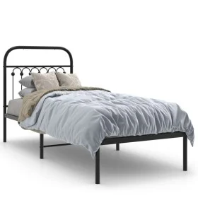 Bed frame with black metal headboard 80x200 cm by , Beds and slatted bases - Ref: Foro24-376591, Price: 77,13 €, Discount: %