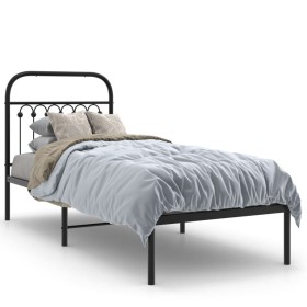 Bettgestell mit schwarzem Metallkopfteil 80x200 cm von , Betten und Lattenroste - Ref: Foro24-376591, Preis: 78,36 €, Rabatt: %