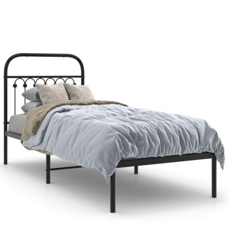 Bed frame with black metal headboard 80x200 cm by , Beds and slatted bases - Ref: Foro24-376591, Price: 78,36 €, Discount: %