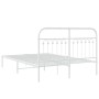 Metal bed frame with white headboard 135x190 cm by , Beds and slatted bases - Ref: Foro24-376648, Price: 100,09 €, Discount: %
