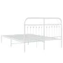 Metal bed frame with white headboard 135x190 cm by , Beds and slatted bases - Ref: Foro24-376648, Price: 98,80 €, Discount: %